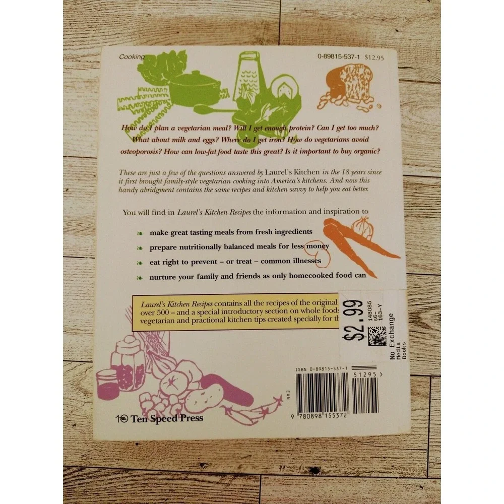 Laurel's Kitchen Recipes by‎ Robertson Softcover Cookbook 1993